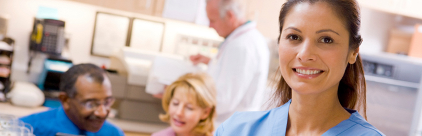 Nurses and doctors at nurses' station